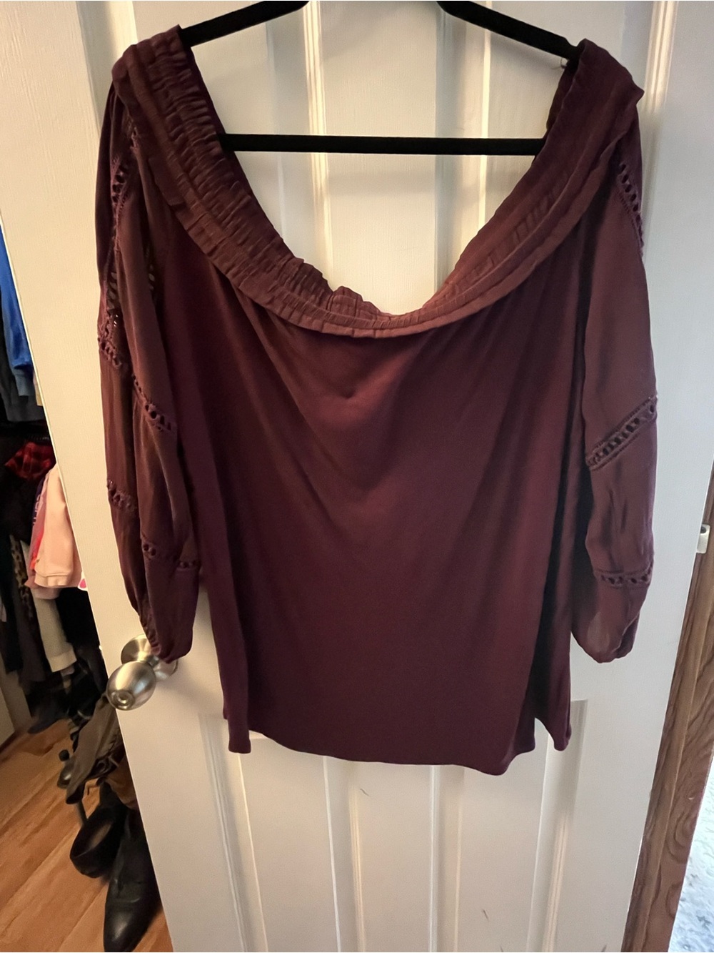 LOFT Off-Shoulder Blouse in Plum